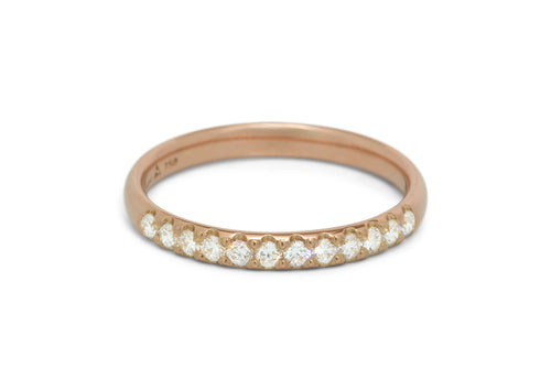 Pave Diamond Wedding Band, Red Gold