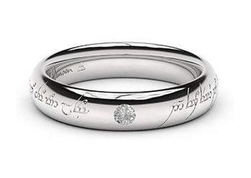 Sleek Elvish Engagement Ring, ~.06ct 18ct White Gold
