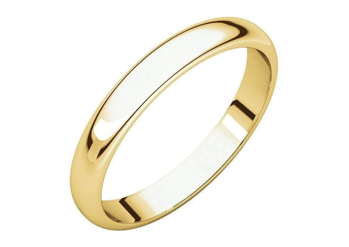 3-12mm Classic Half Round Wedding Band, Yellow Gold