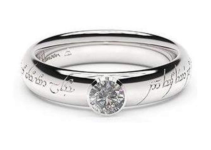 Elegant Elvish Engagement Ring, ~.33ct 18ct White Gold