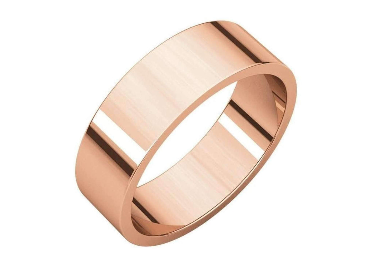 3-12mm Classic Flat Wedding Band, Red Gold