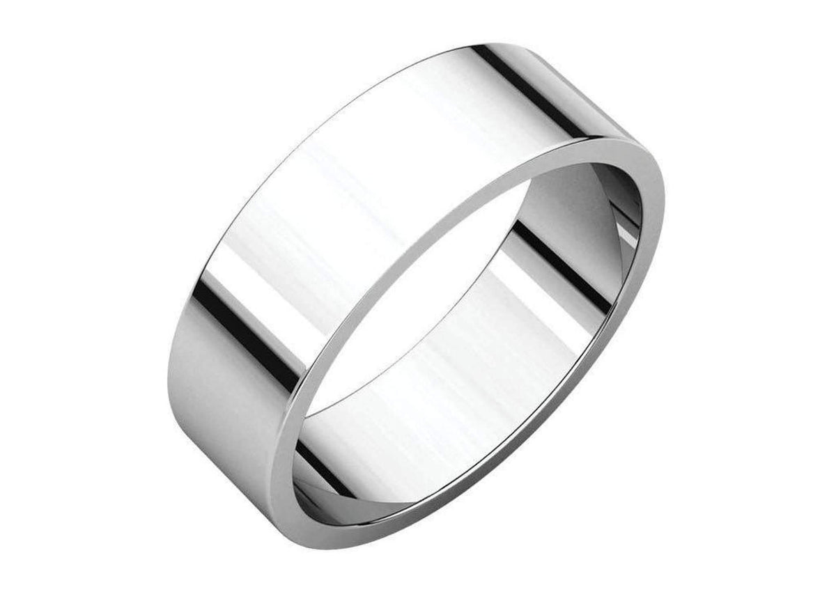 3-12mm Classic Flat Wedding Band. White Gold & Platinum