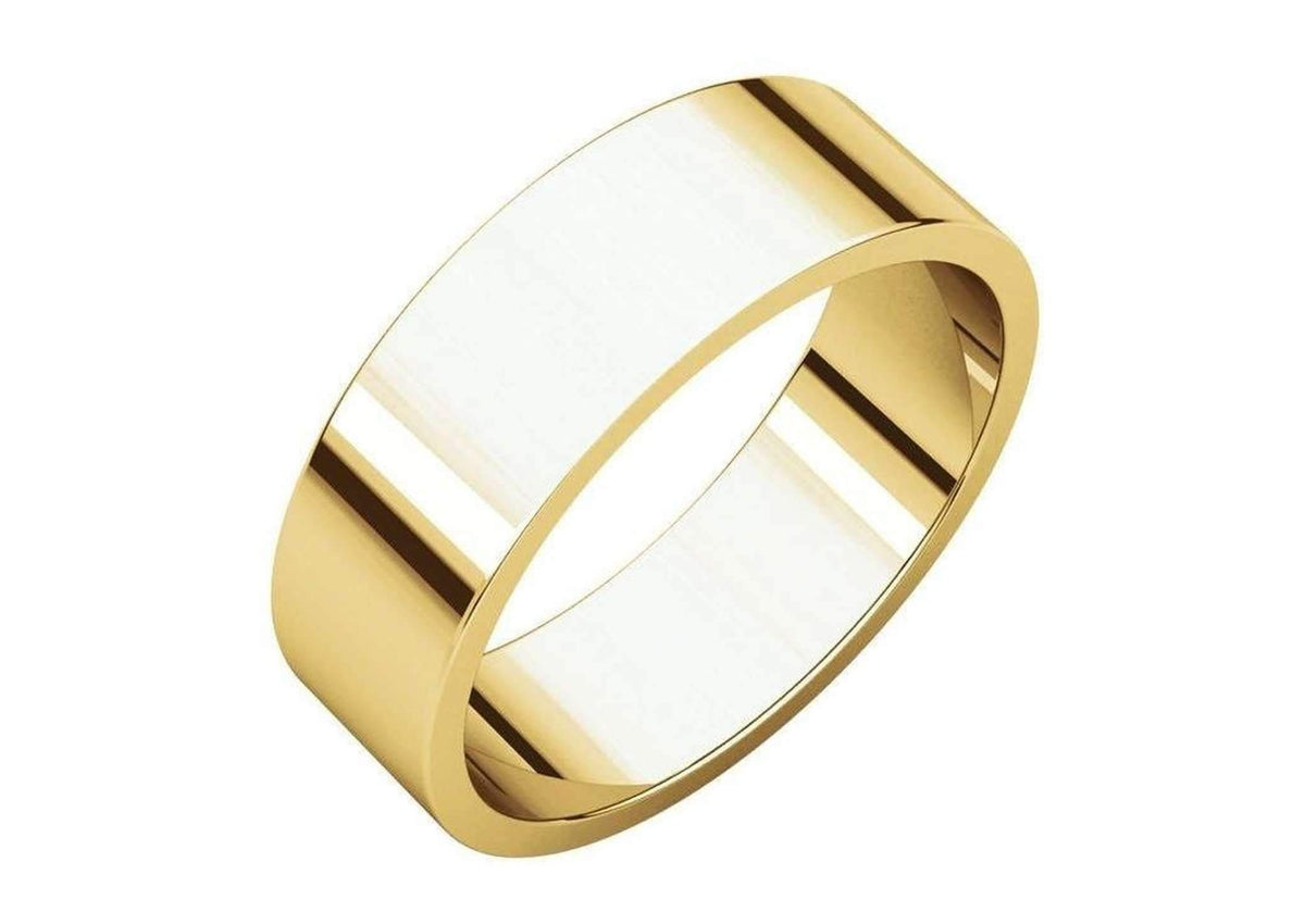 3-12mm Classic Flat Wedding Band, Yellow Gold