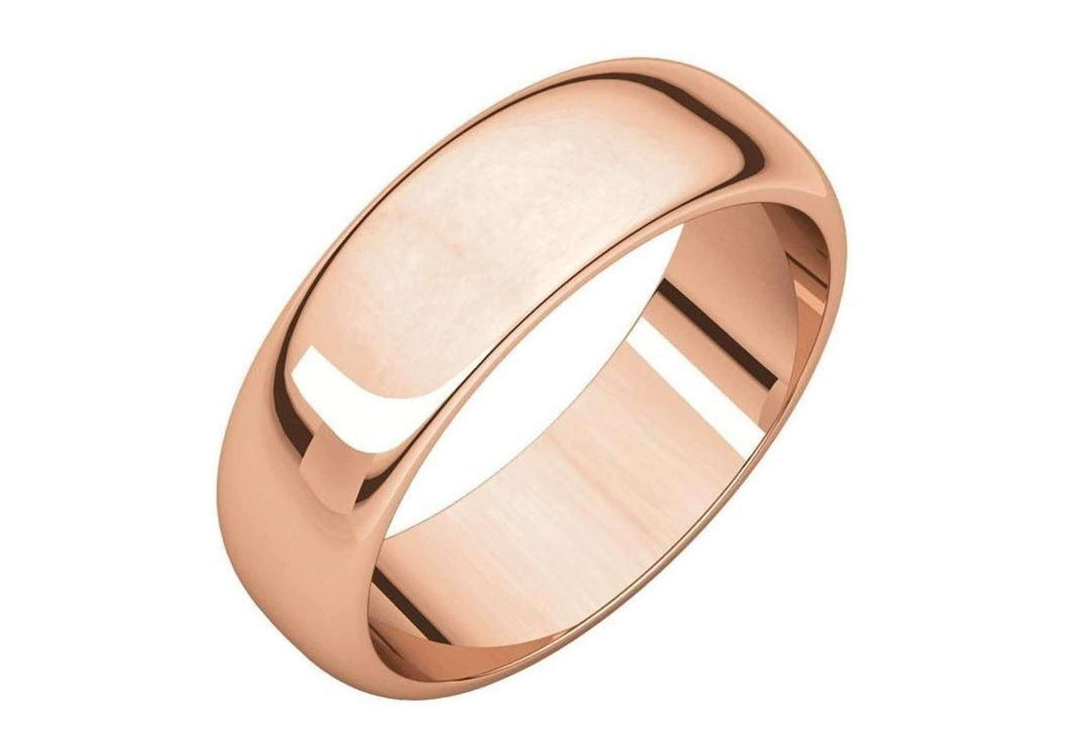 3-12mm Classic Half Round Wedding Band, Red Gold