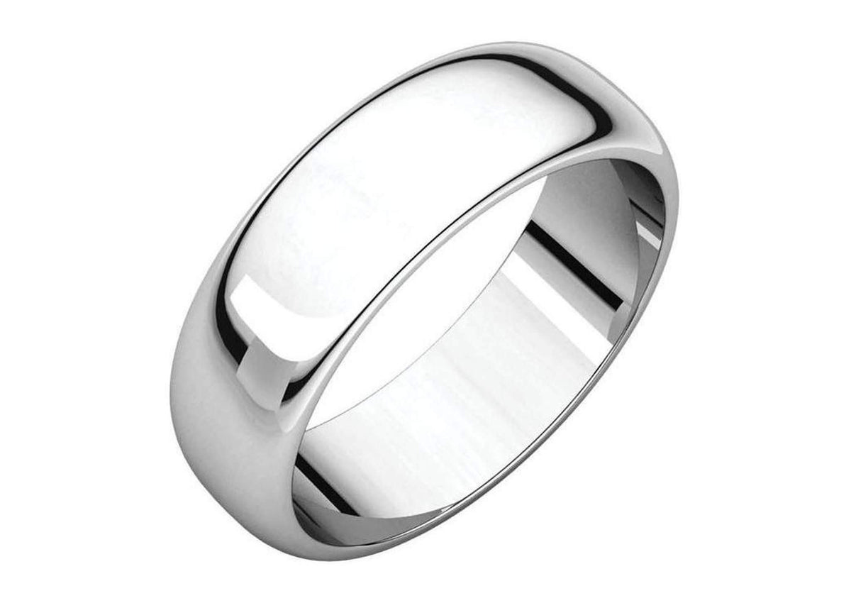 3-12mm Classic Half Round Wedding Band, White Gold & Platinum