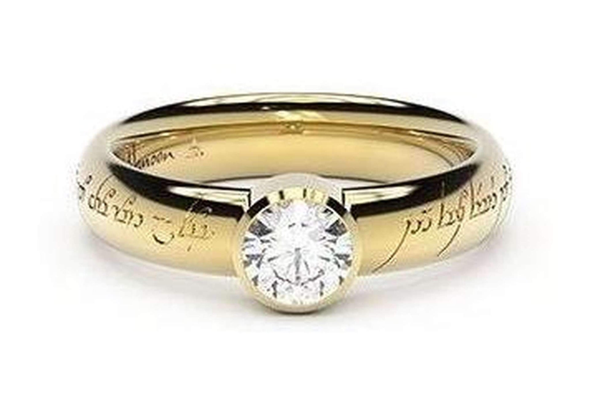Modern Elvish Engagement Ring, ~.50ct 14ct Yellow Gold