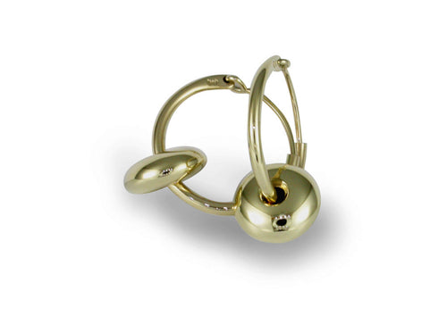 Button Hoop Earrings, Yellow Gold