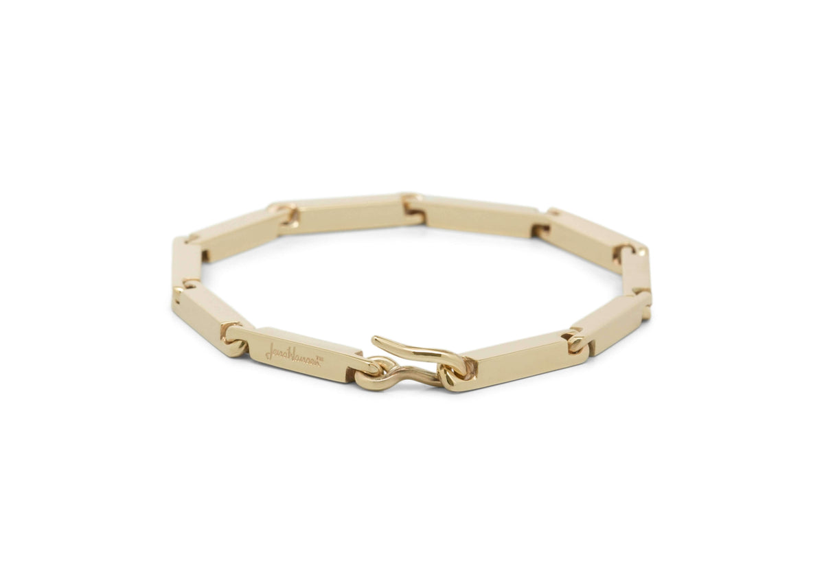 Hand Crafted Block Bracelet, Yellow Gold