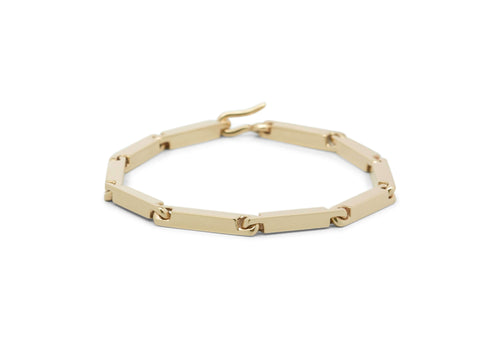 Hand Crafted Block Bracelet, Yellow Gold