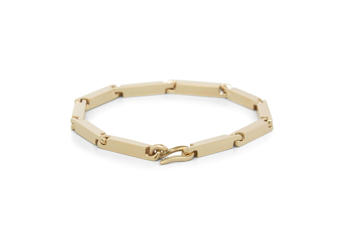 Hand Crafted Block Bracelet, Yellow Gold