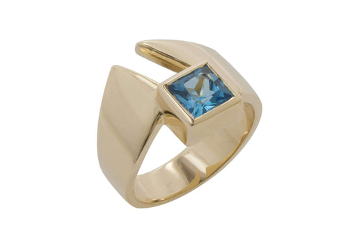 Classic Princess Cut Gemstone Ring, Yellow Gold