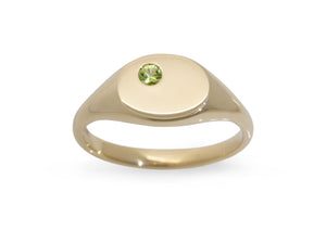 Custom Gemstone Landscape Signet Ring, Yellow Gold