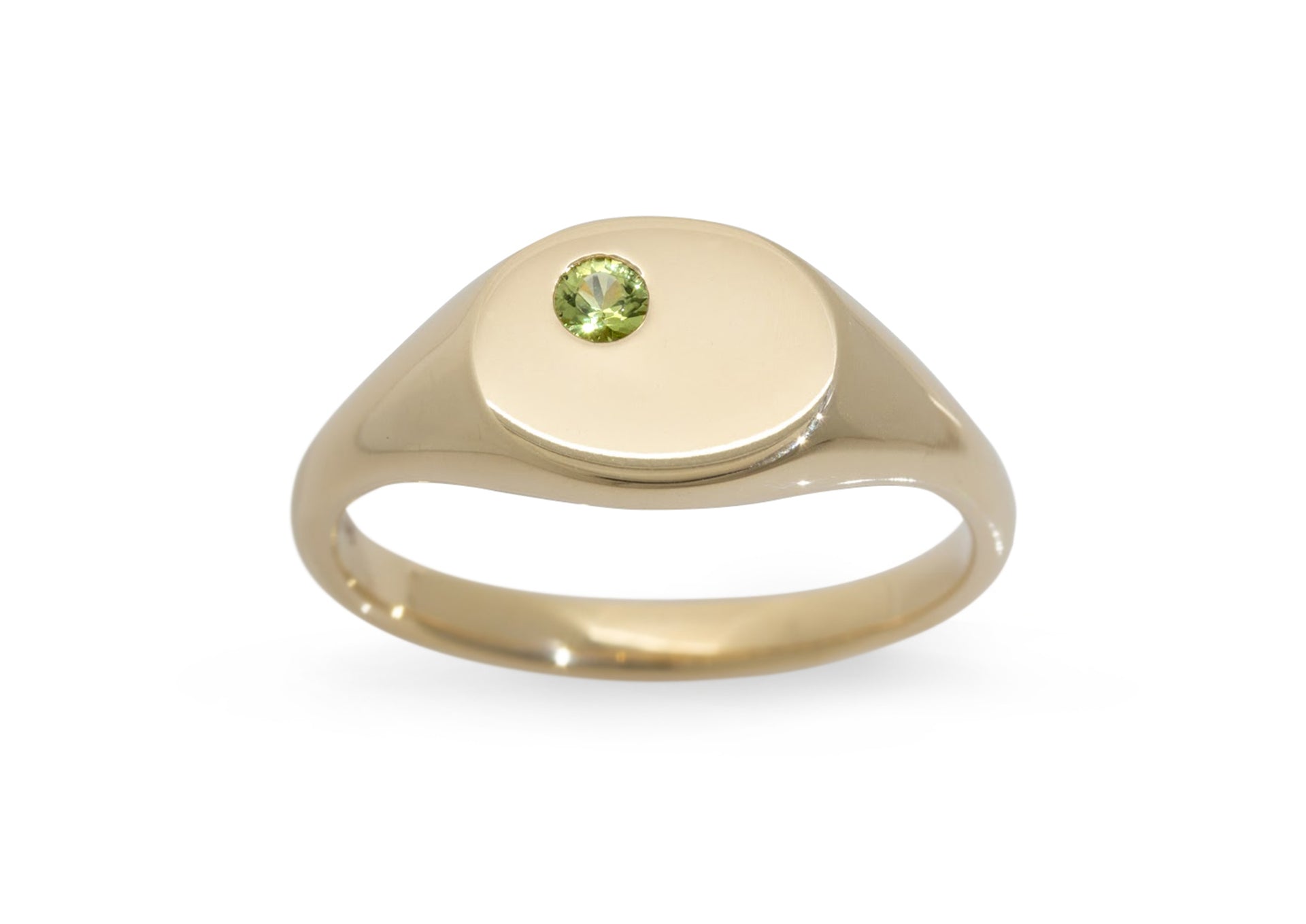 Custom Gemstone Landscape Signet Ring, Yellow Gold