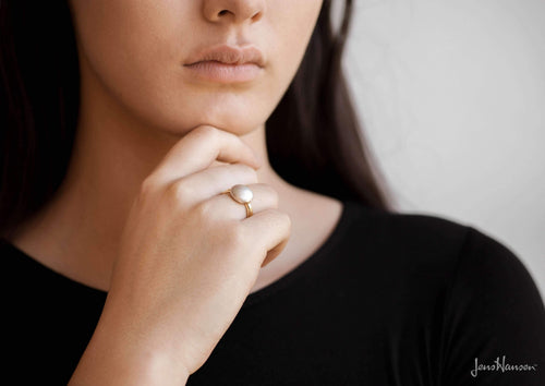 Bi-Tone Button Ring, Red Gold & Sterling Silver