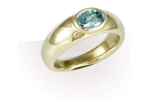 9ct Gold & Blue Zircon Ring   - Jens Hansen