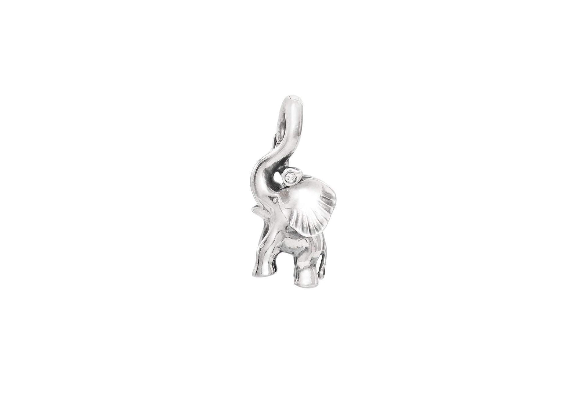 Elephant Charm in Sterling Silver and Diamond