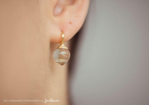 Dew Drops earrings in 18K yellow gold with rutile quartz