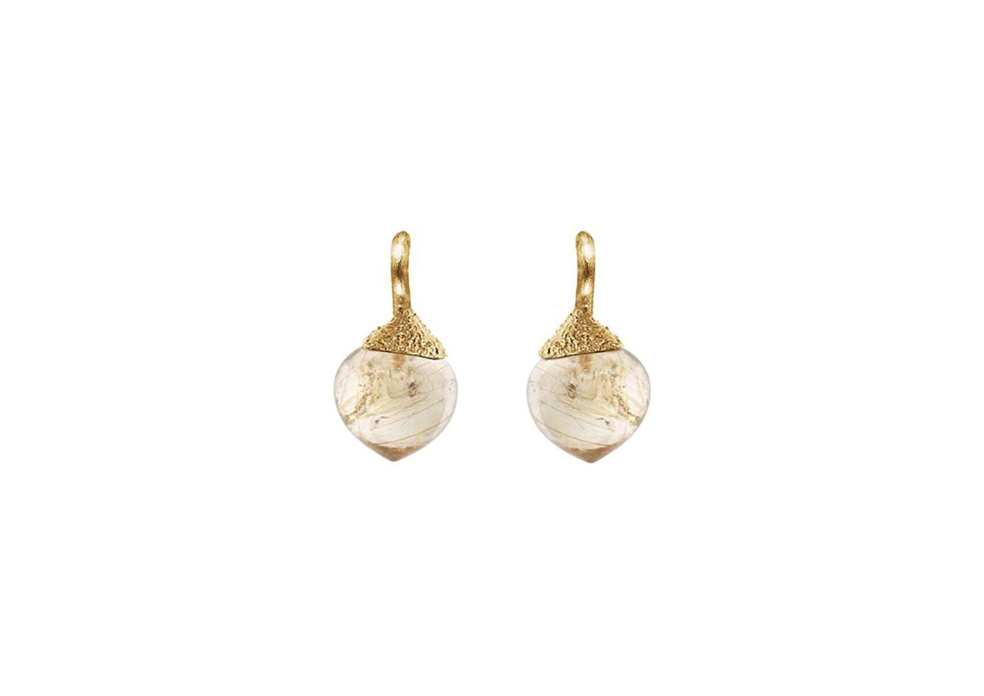 Dew Drops earrings in 18K yellow gold with rutile quartz