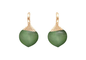 Dew Drops Earrings in 18K yellow gold with Serpentine