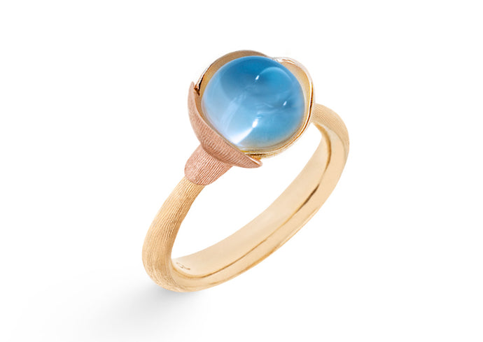 Lotus Ring in 18ct Yellow Gold with Sky Blue Topaz