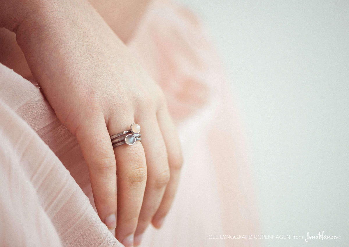 Lotus Ring in Sterling Silver with Grey Moonstone