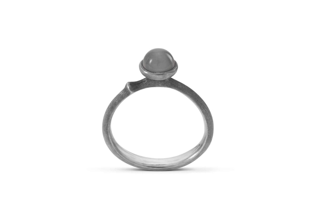 Lotus Ring in Sterling Silver with Grey Moonstone