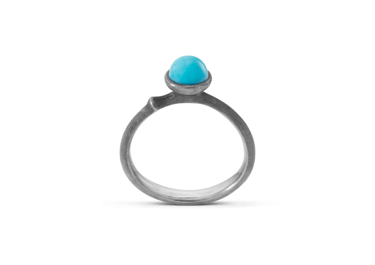 Lotus Ring in Sterling Silver with Turquoise
