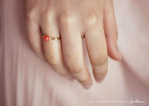 Vintage 18K Red Coral Ring With Swirling Diamond Halo – Acanthus Antiques