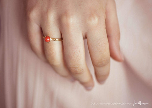 Lotus Ring in 18ct Yellow Gold with Red Coral
