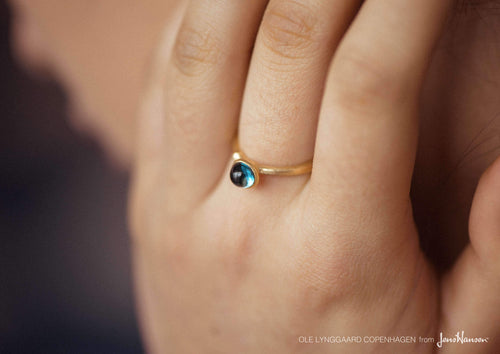 Lotus Ring in 18ct Yellow Gold with London Blue Topaz