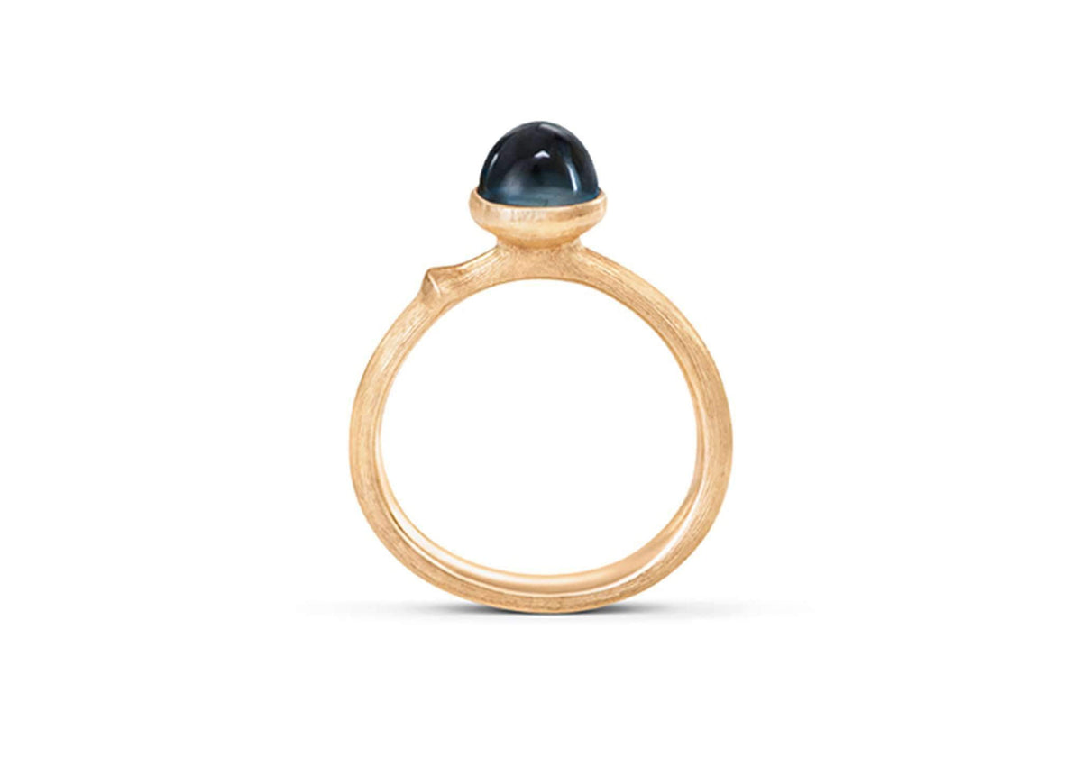 Lotus Ring in 18ct Yellow Gold with London Blue Topaz