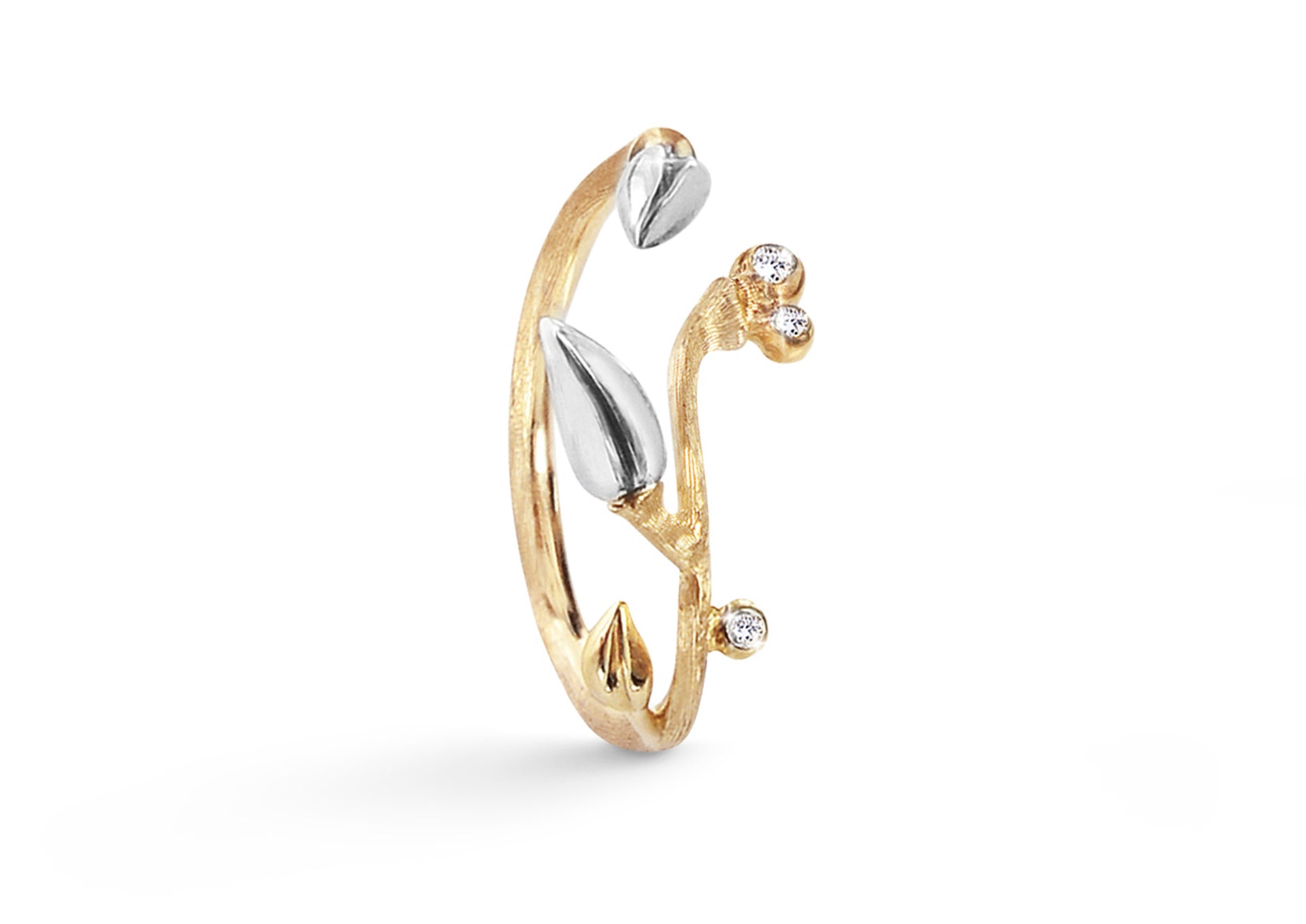 Forest Ring with Diamonds in 18ct Yellow Gold and Silver
