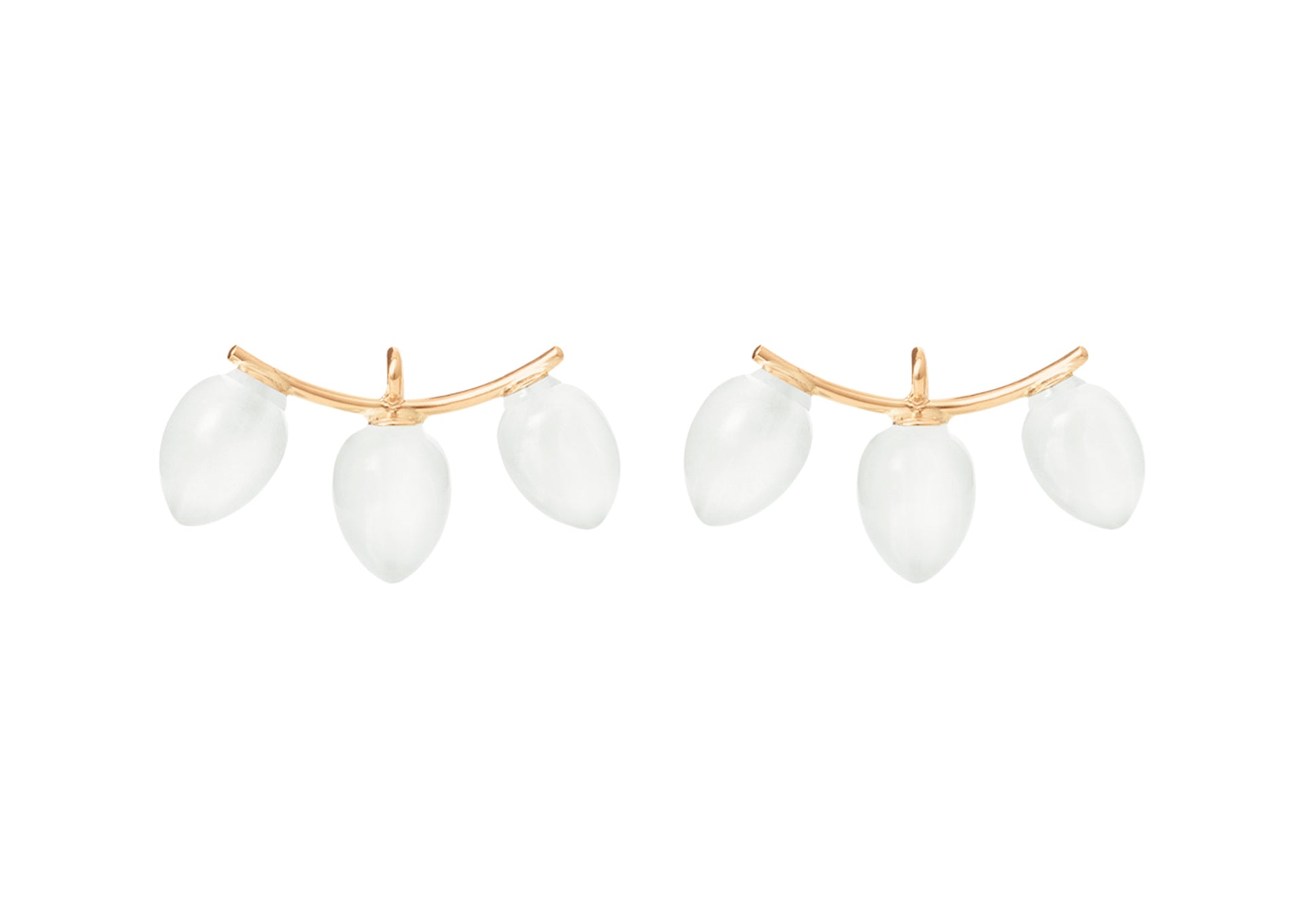 Lotus Earring Pendant, White Moonstones in 18ct Yellow Gold