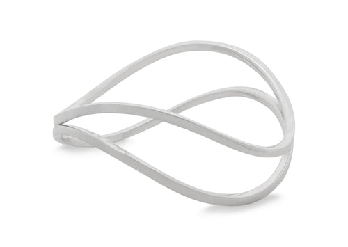 Square Double Wavy Bangle, Sterling Silver