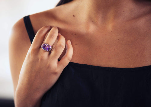 Bold Gemstone Dress Ring, Sterling Silver