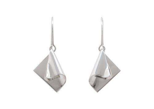 Folded Drop Earrings, Sterling Silver