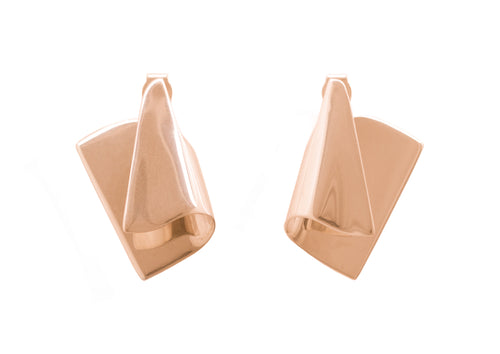 Folded Cuff Earrings, Red Gold