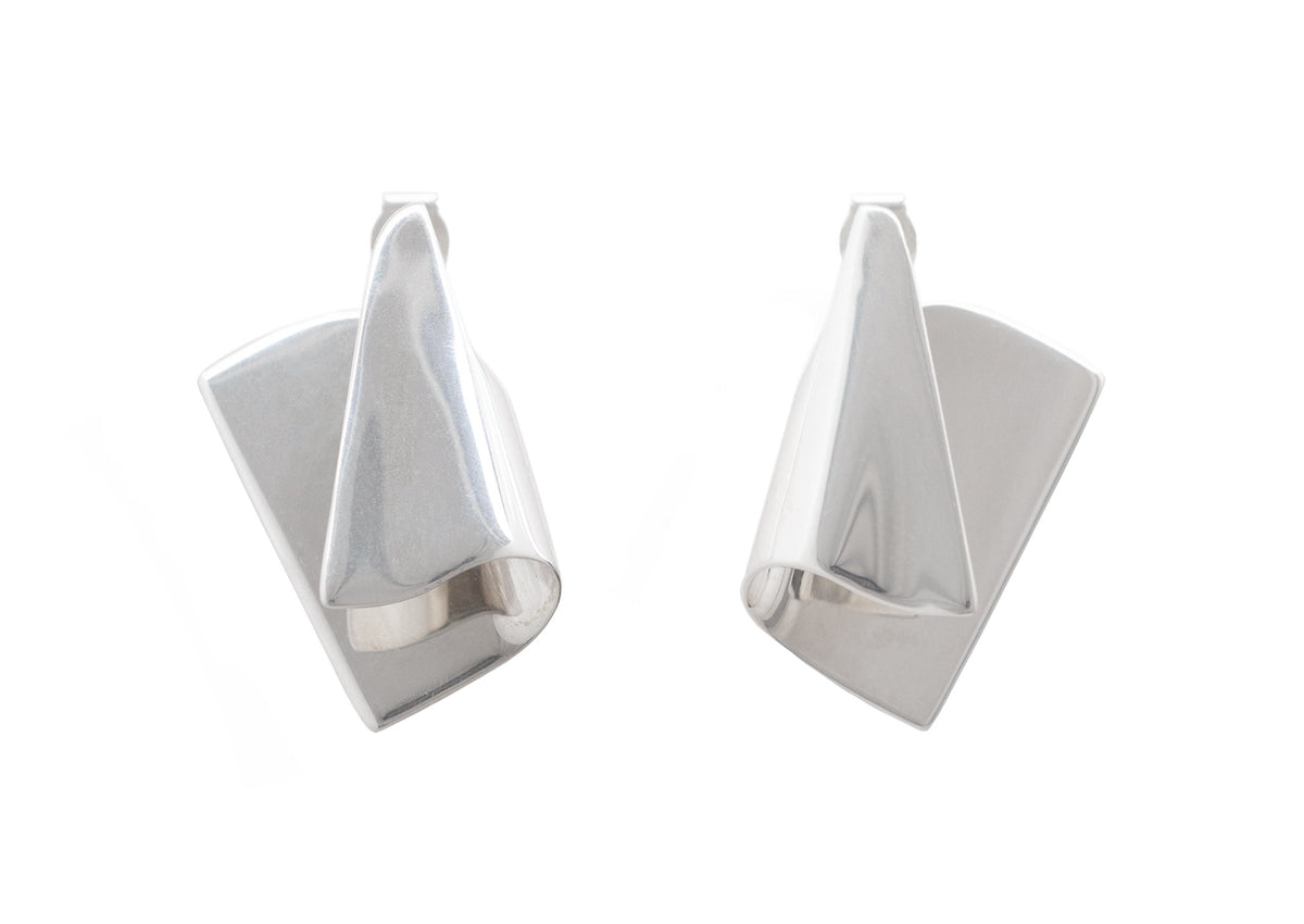 Folded Cuff Earrings, Sterling Silver
