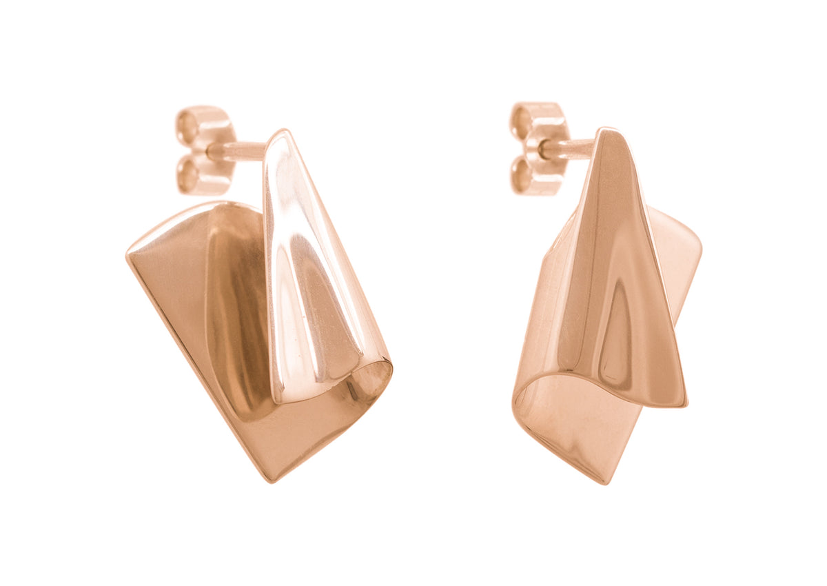 Folded Cuff Earrings, Red Gold