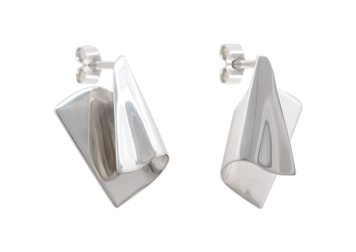 Folded Cuff Earrings, Sterling Silver