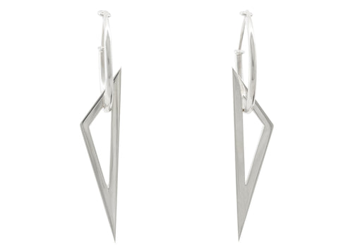 E30 Open Triangle Hoop Earrings, Sterling Silver