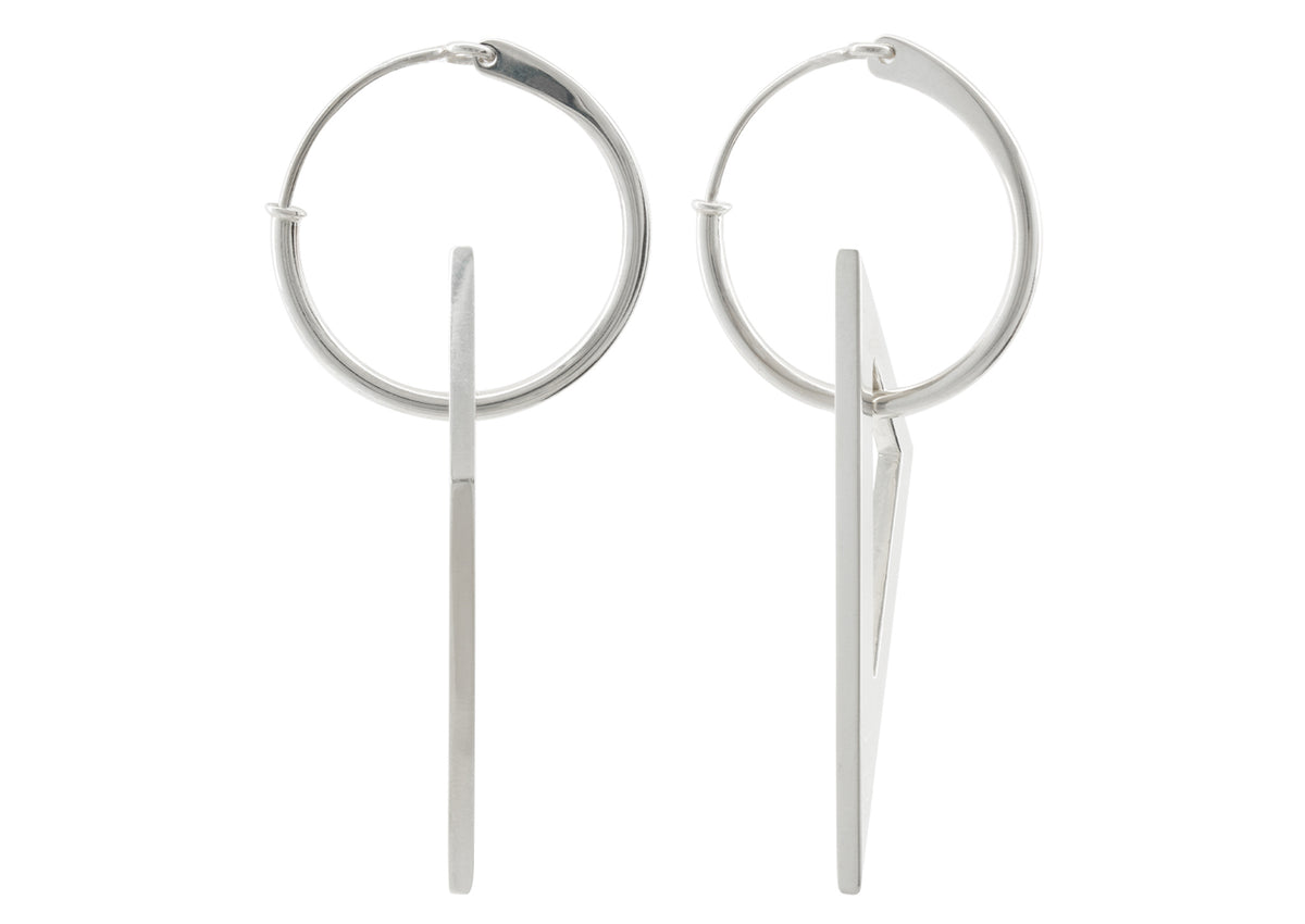 E30 Open Triangle Hoop Earrings, Sterling Silver