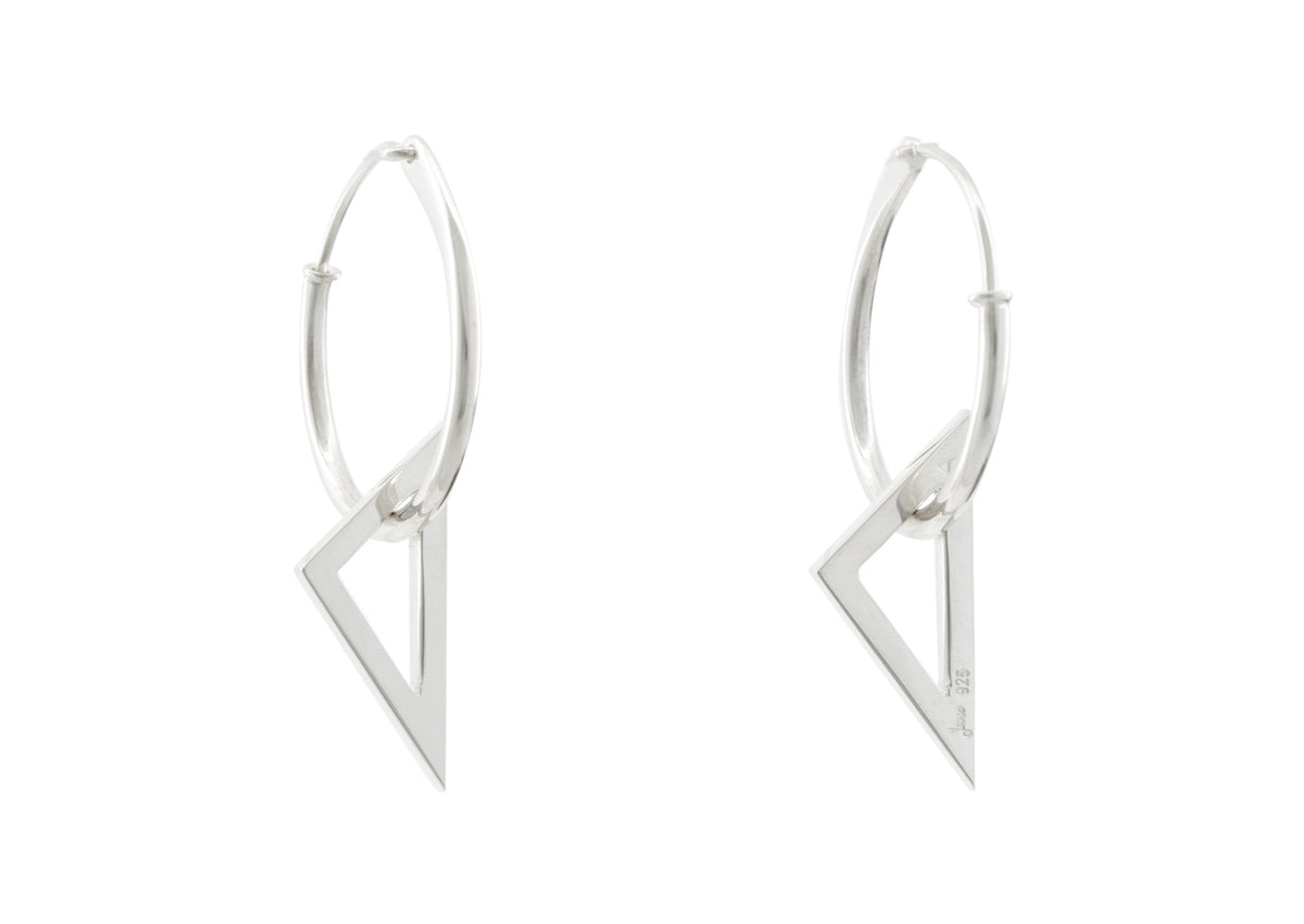 E32 Open Triangle Hoop Earrings, Sterling Silver
