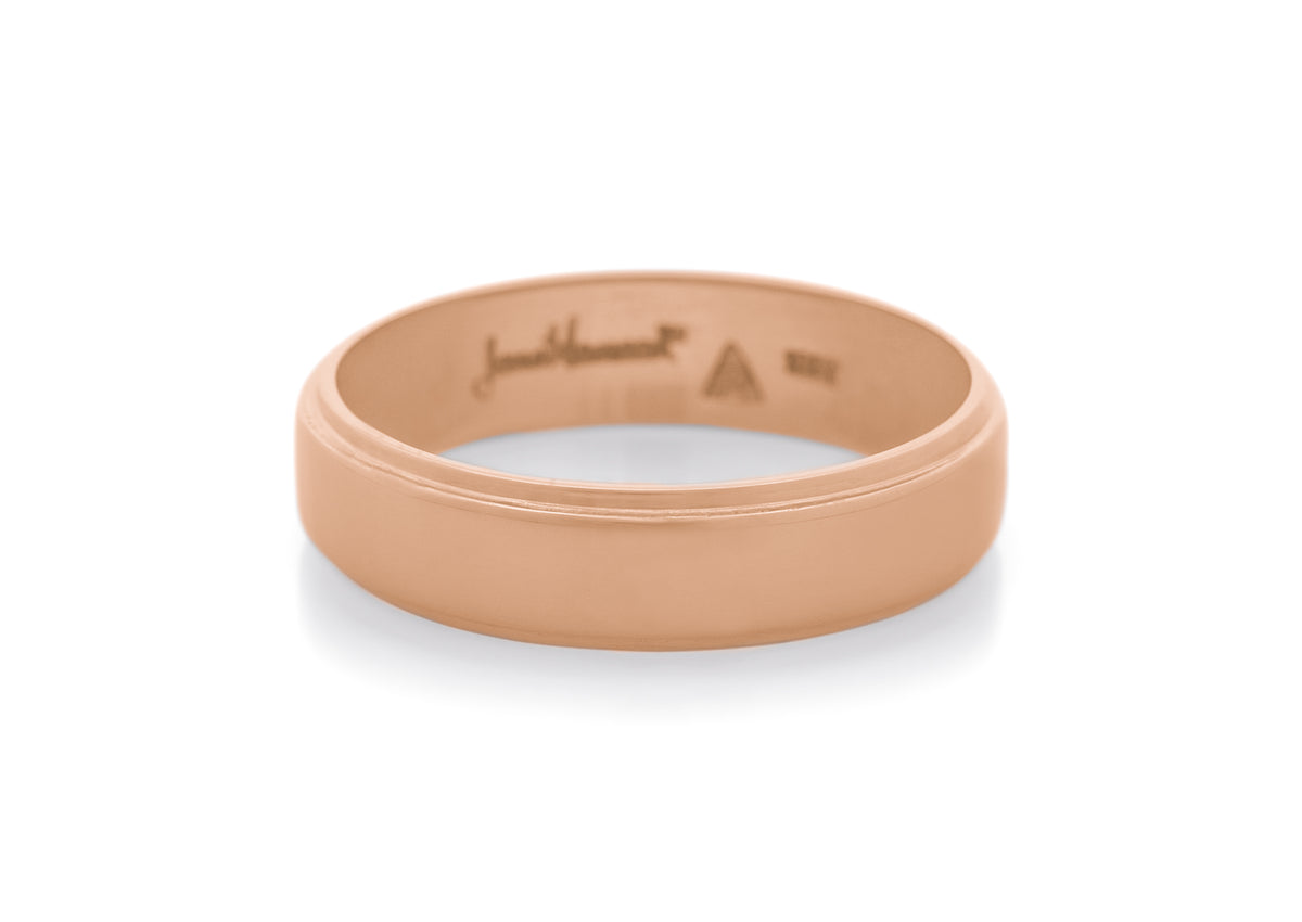 Stepped Edge Wedding Band, Red Gold