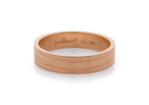 Grooved Wedding Band, Red Gold