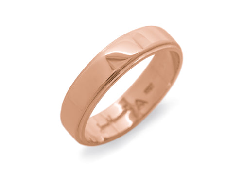 Stepped Edge Wedding Band, Red Gold