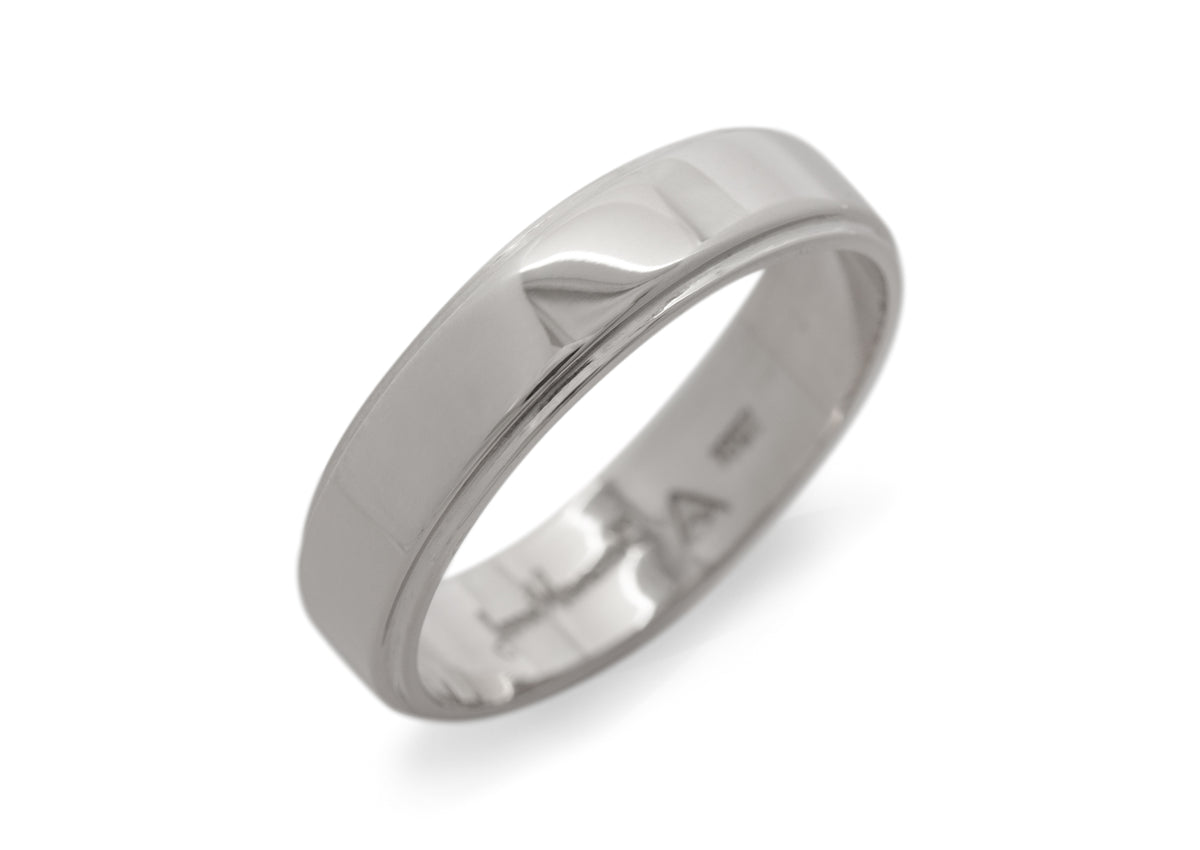 Stepped Edge Wedding Band, White Gold & Platinum