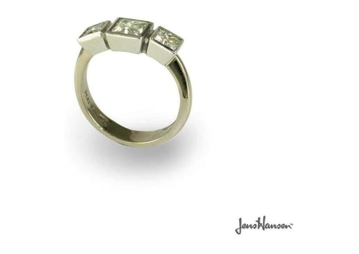 Personalised 3 Gemstone Ring, White Gold, & Platinum