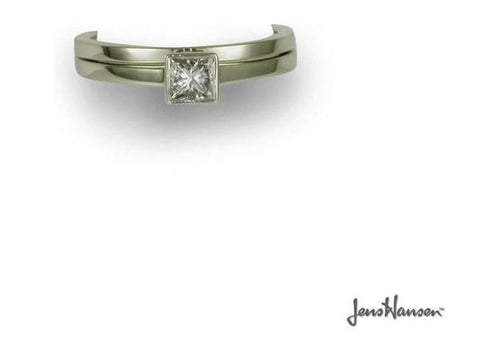 Platinum & Diamond Solitaire Ring Set   - Jens Hansen