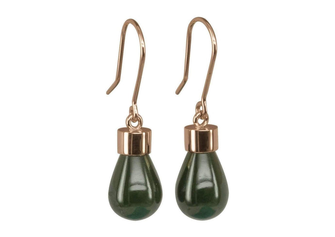 New Zealand Greenstone 'Pounamu' Earrings, Red Gold   - Jens Hansen - 1